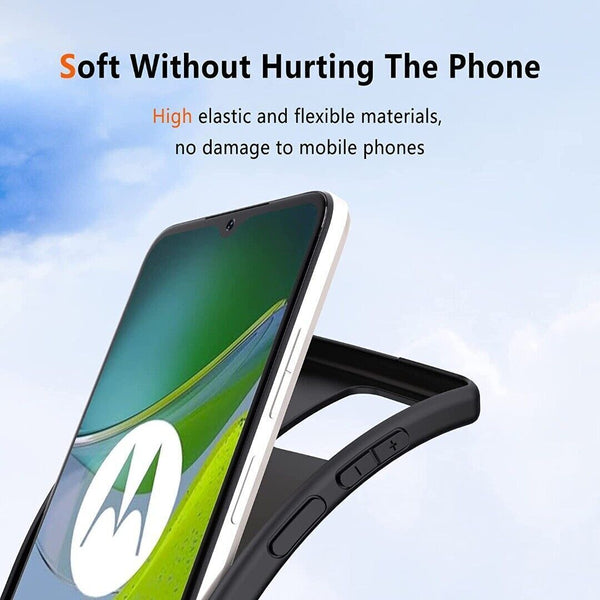 Case For Motorola Moto E13 Soft Silicone Shockproof TPU Matte Black Gel Cover-UK