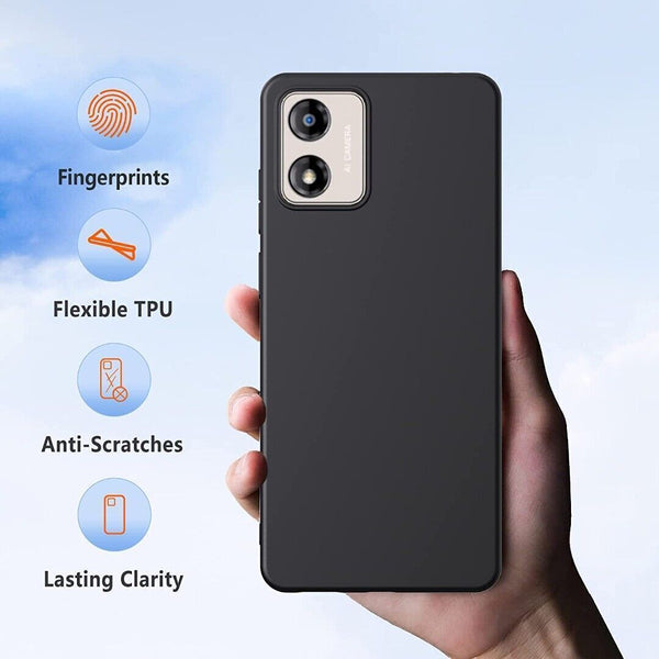 Case For Motorola Moto E13 Soft Silicone Shockproof TPU Matte Black Gel Cover-UK