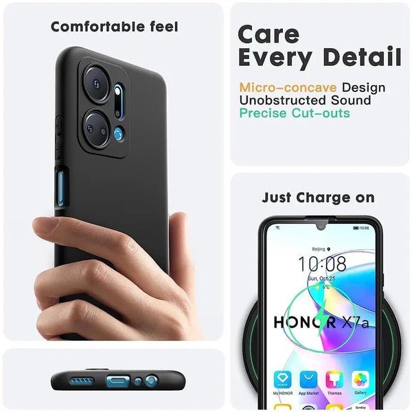 Matte Case For Honor X7A Thin TPU Silicone Shockproof Black Back Cover - UK