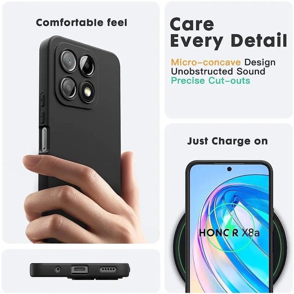 Thin Matte Case For Honor X8A TPU Silicone Shockproof Black Back Cover - UK