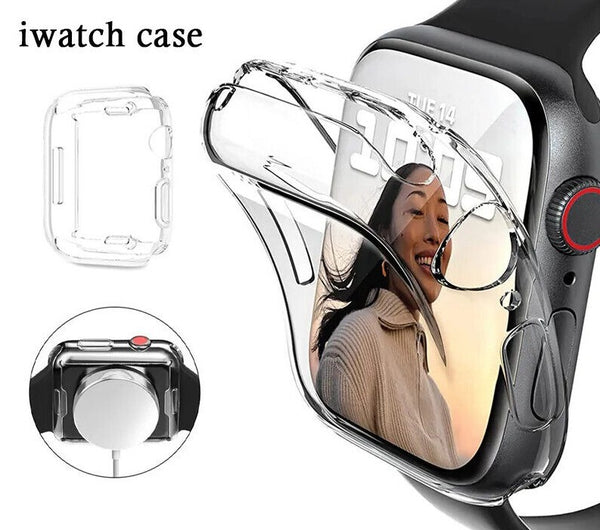 Case for Apple Watch 9 Series Soft TPU Clear Silicon Screen Protector Cover