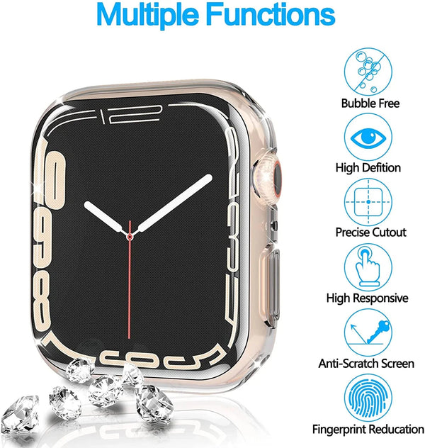 Case for Apple Watch 9 Series Soft TPU Clear Silicon Screen Protector Cover