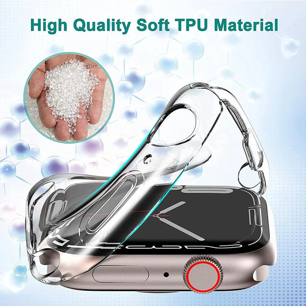 Case for Apple Watch 9 Series Soft TPU Clear Silicon Screen Protector Cover