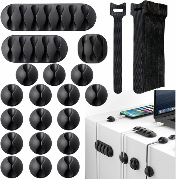 Cable Wire Cord Lead Drop Clips USB Charger Holder Tidy Desk Organizer Holder