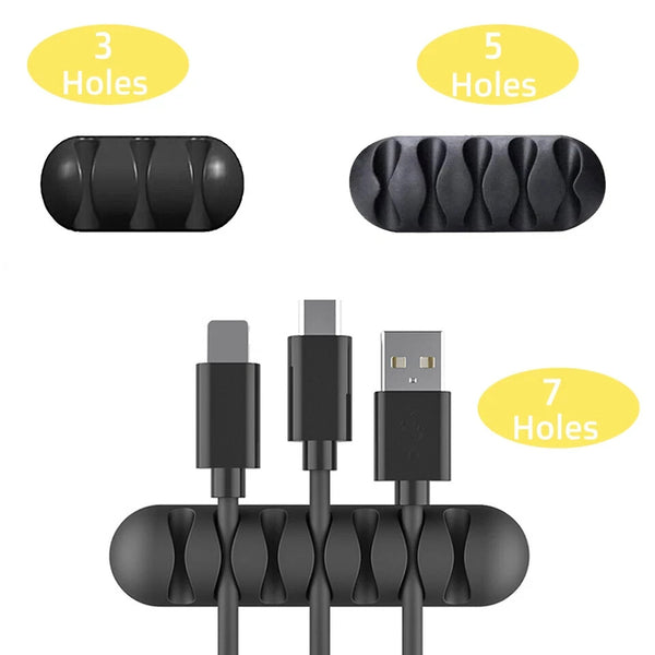 Cable Wire Cord Lead Drop Clips USB Charger Holder Tidy Desk Organizer Holder