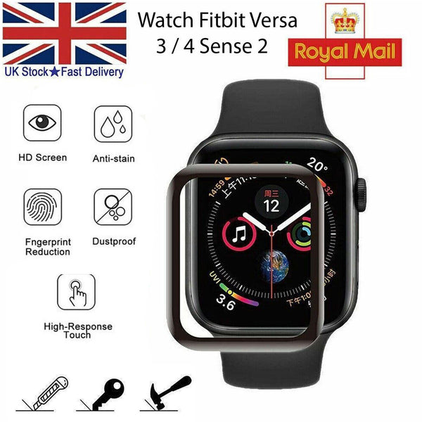 9D Screen Protector For Fitbit Versa 3 4 Senses 2 Watch Film Tempered Glass
