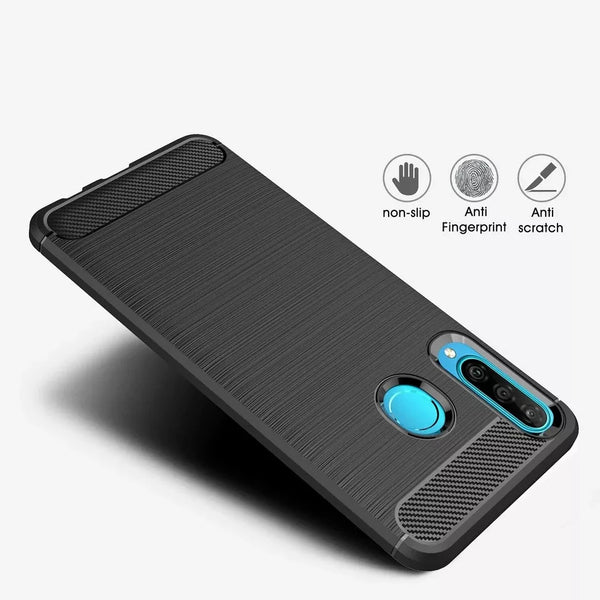 For Huawei P30 lite Case Carbon Fibre Gel Cover Ultra Slim Silicon Shockproof