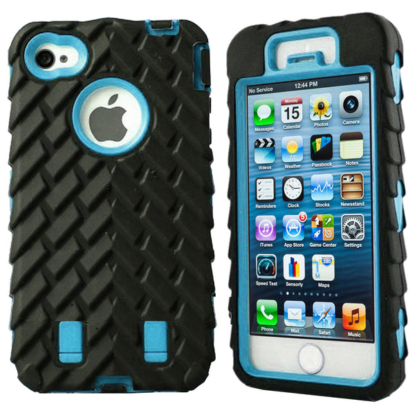 Tyre Grain Heavy Duty Hybrid Case Cover for iPhone SE / 5s / 5 - Sky Blue - Alpha Accessories