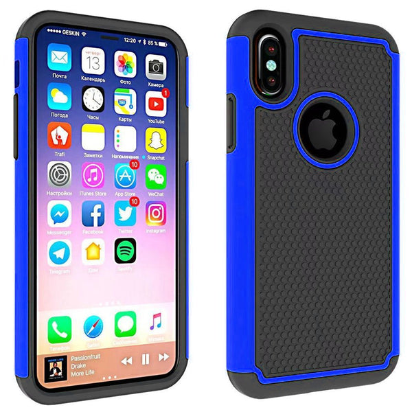Shock Proof Armour Builders Workman Case Cover iPhone XS - Blue - Alpha Accessories